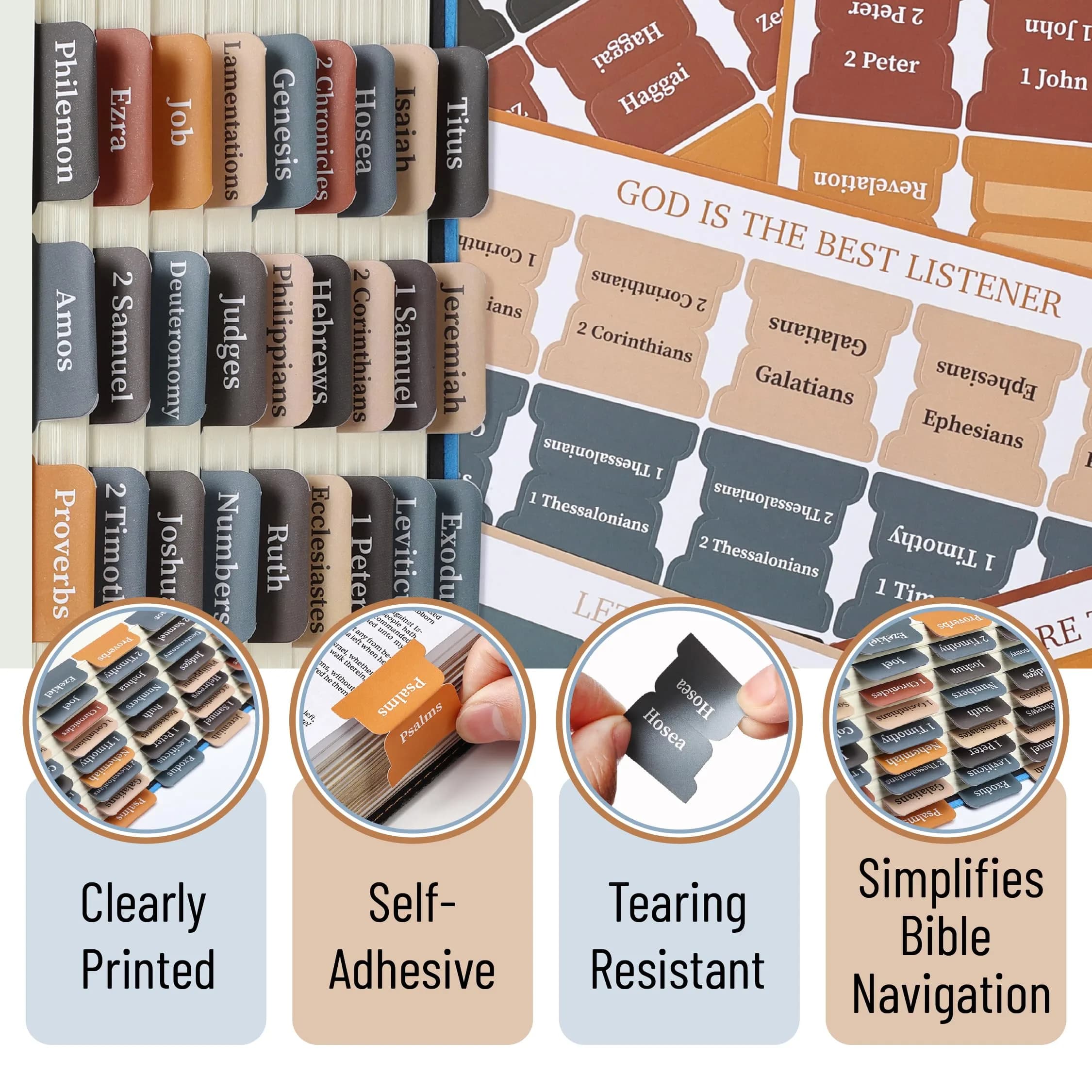 Mr. Pen Velvet Ember Bible Tabs (75 Tabs) | Organize Your Study with Elegant, Tearproof Labels - view 5