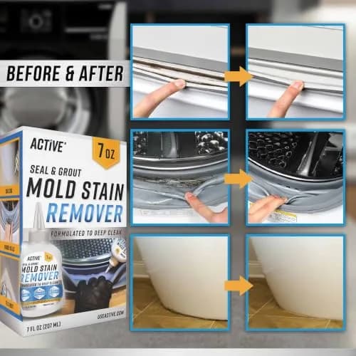 ACTIVE Mold Stain Remover Gel Cleaner 222ml (7 Fl Oz) | Cleans Washing Machine Seals, Grout, Caulk thumbnail 5