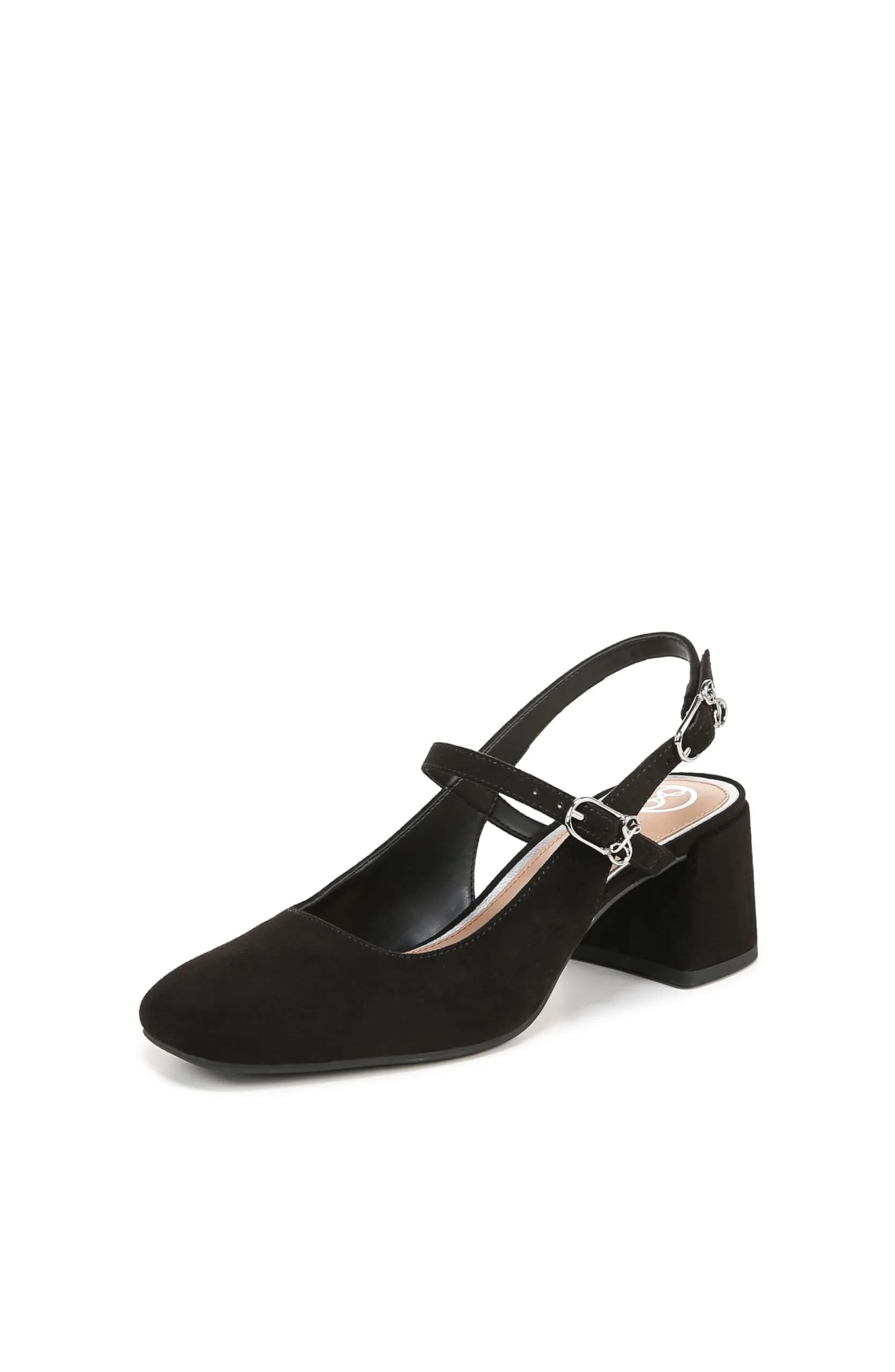 Sam & Libby Grace Pump Black Suede 10 | 2 Inch Block Heel, Buckle Closure, Fashion Dress