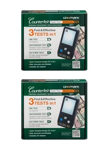Dri Mark Counterfeit Bill Detector 2 Pack | Fast Watermark, Ink & UV Tests for Retail (100-120c) thumbnail 1