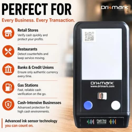 Dri Mark Counterfeit Bill Detector 2 Pack | Fast Watermark, Ink & UV Tests for Retail (100-120c) thumbnail 8
