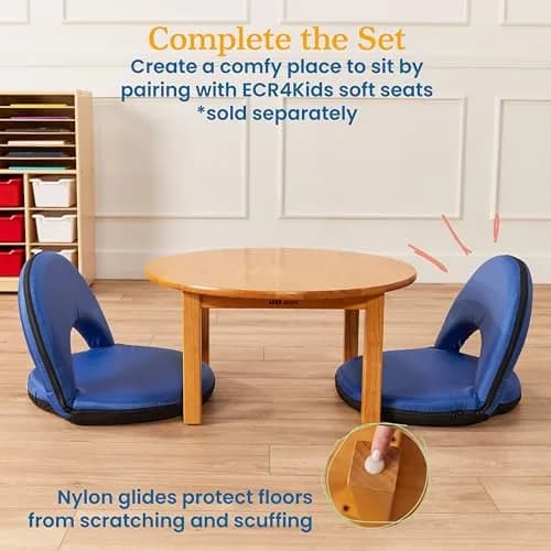 ECR4Kids 30in D Round Hardwood Table with 14in Legs | Kid-Sized Classroom Furniture thumbnail 4