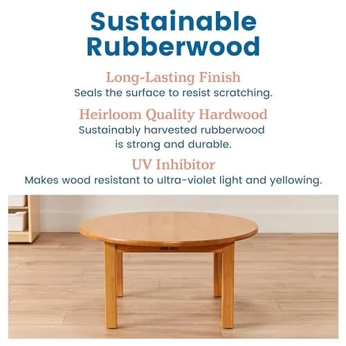 ECR4Kids 30in D Round Hardwood Table with 14in Legs | Kid-Sized Classroom Furniture thumbnail 6