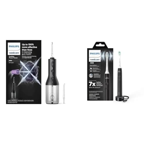Philips Sonicare Cordless Power Flosser 3000 & 4100 Power Toothbrush Combo - Black | Healthier Gums & Cleaner Teeth thumbnail 1