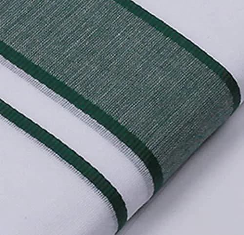 Kolakeer Men's Rich Cotton Dhoti with Canal Kara Border - 2.0 Mtrs/Single Layer South Indian Kerala Veshti Mundu (Dark Green) | Traditional Ethnic Wear thumbnail 2