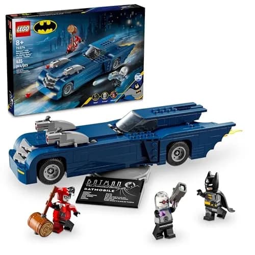 LEGO DC Batman: Batman with The Batmobile vs. Harley Quinn & Mr. Freeze Building Toy 435 Pieces | ASTM-Tested Educational Toy thumbnail 1