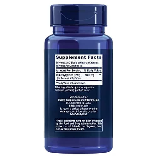 Life Extension TMG 500 mg Liquid Vegetarian Capsules (120 Count) | Supports Healthy Homocysteine Levels thumbnail 2