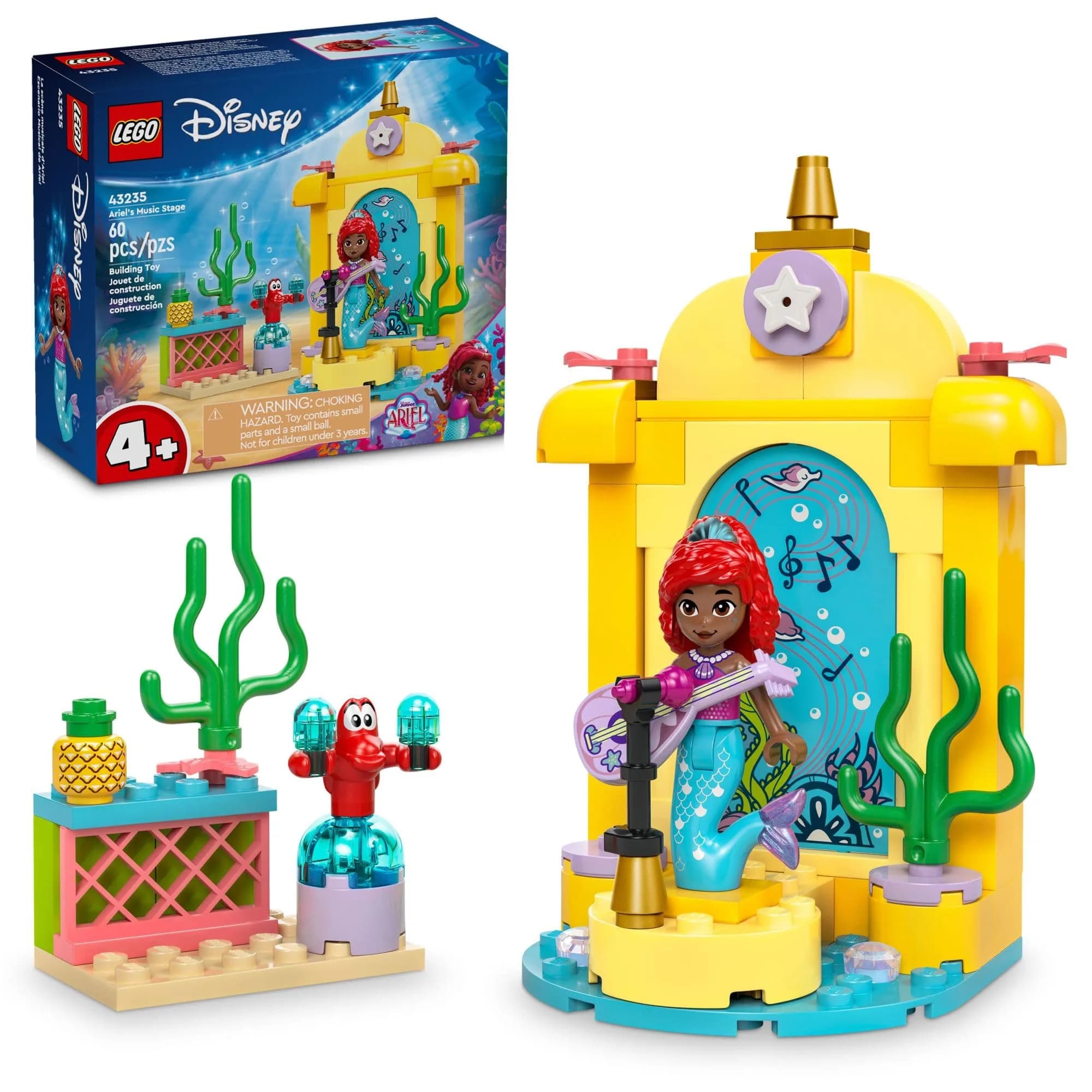 LEGO Disney Princess Ariel's Music Stage Building Toys - Pretend Play Little Mermaid Toys for Girls & Boys, Ages 4+ Years - Gift Ideas for Kids (60 pcs, Multicolor)