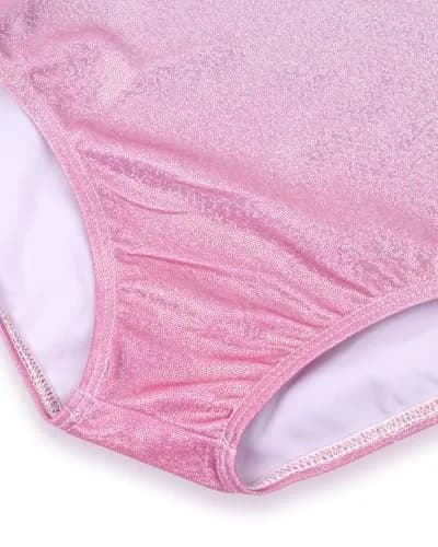 Gogokids Girls Sleeveless Sparkly Gymnastics Leotard Set with Shorts & Hairband, Pink Gradient (5-6 Years) thumbnail 4