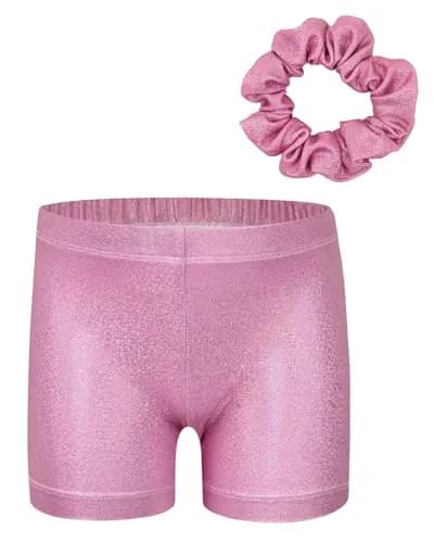 Gogokids Girls Sleeveless Sparkly Gymnastics Leotard Set with Shorts & Hairband, Pink Gradient (5-6 Years) thumbnail 2