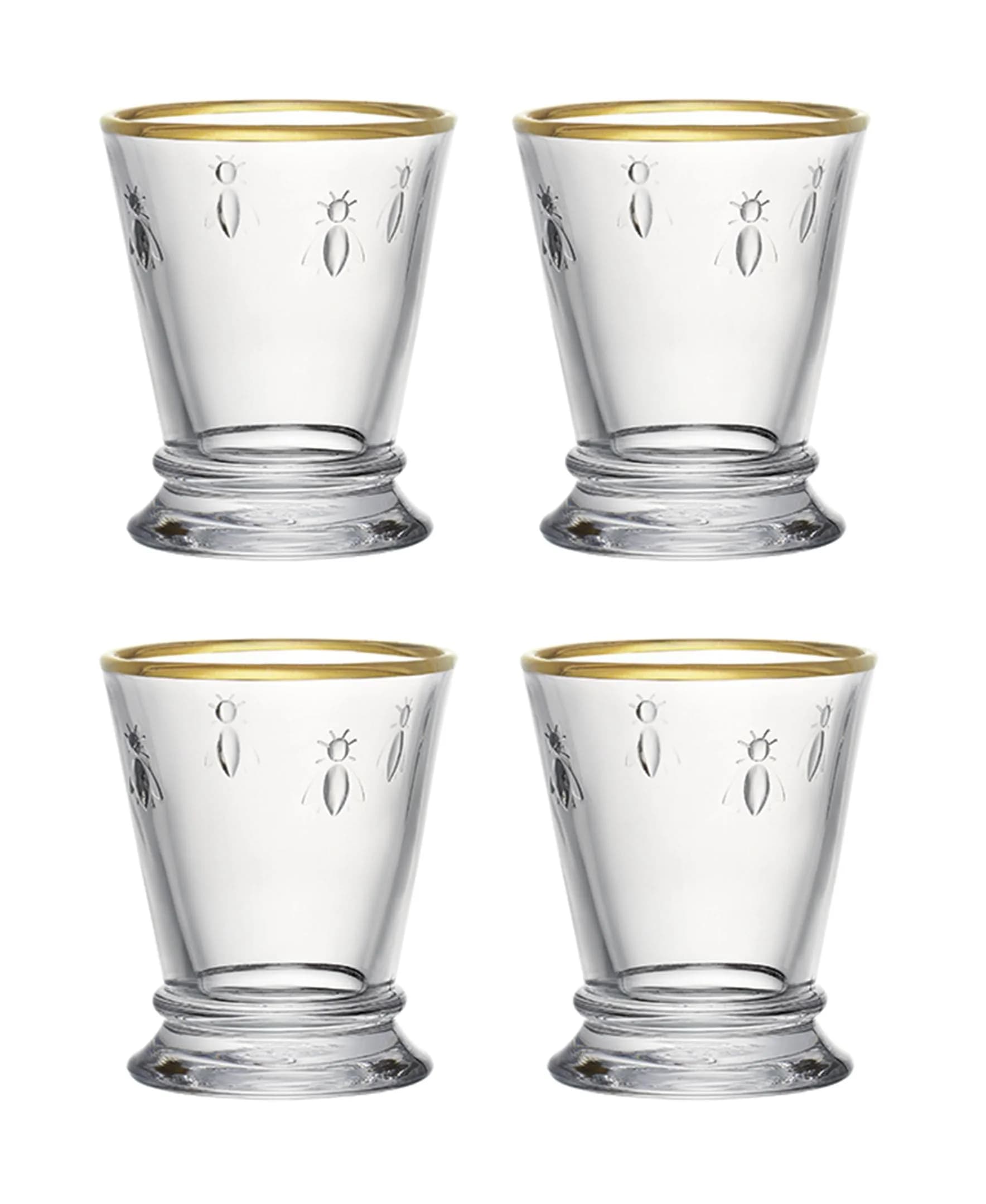 La Rochère Gold Rimmed Napoleon Bee Tumbler Set of 4 – 295ml (10 oz) | French Elegance for Your Table - main product image