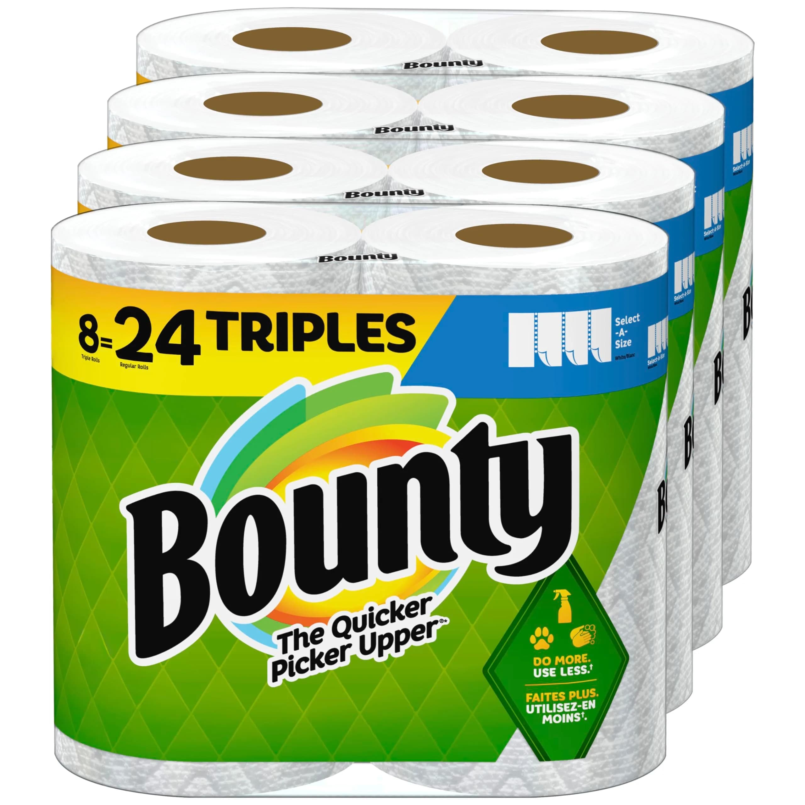 Bounty Select-A-Size Paper Towels, 8 Rolls (1080 Sheets Total) | 2-Ply Absorbent Sheets — White