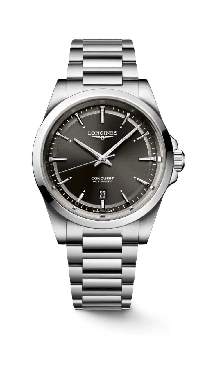 Longines Conquest 41MM Automatic Watch | Sporty Elegance, Swiss Movement, 100M Water Resistance — Sunray black