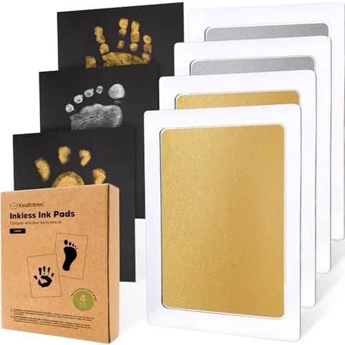 KeaBabies Inkless Baby Hand and Footprint Kit, Mess Free, 4 Pack, Gold/Silver | Safe & Easy Keepsake Creation thumbnail 1