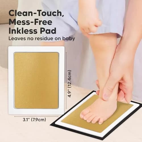 KeaBabies Inkless Baby Hand and Footprint Kit, Mess Free, 4 Pack, Gold/Silver | Safe & Easy Keepsake Creation thumbnail 2