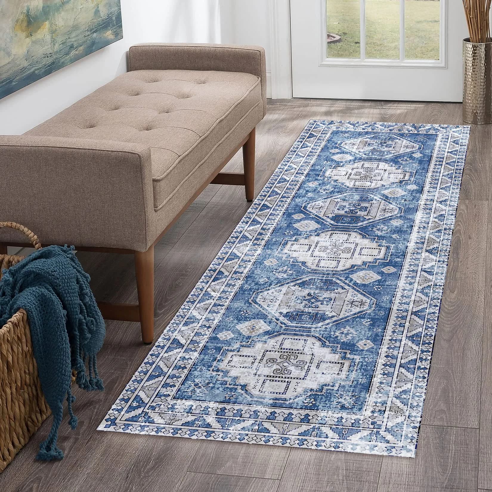 WESTLOOM Runner Rug 2x6 Feet | Washable Non-Slip Vintage Medallion (70-120 chars)