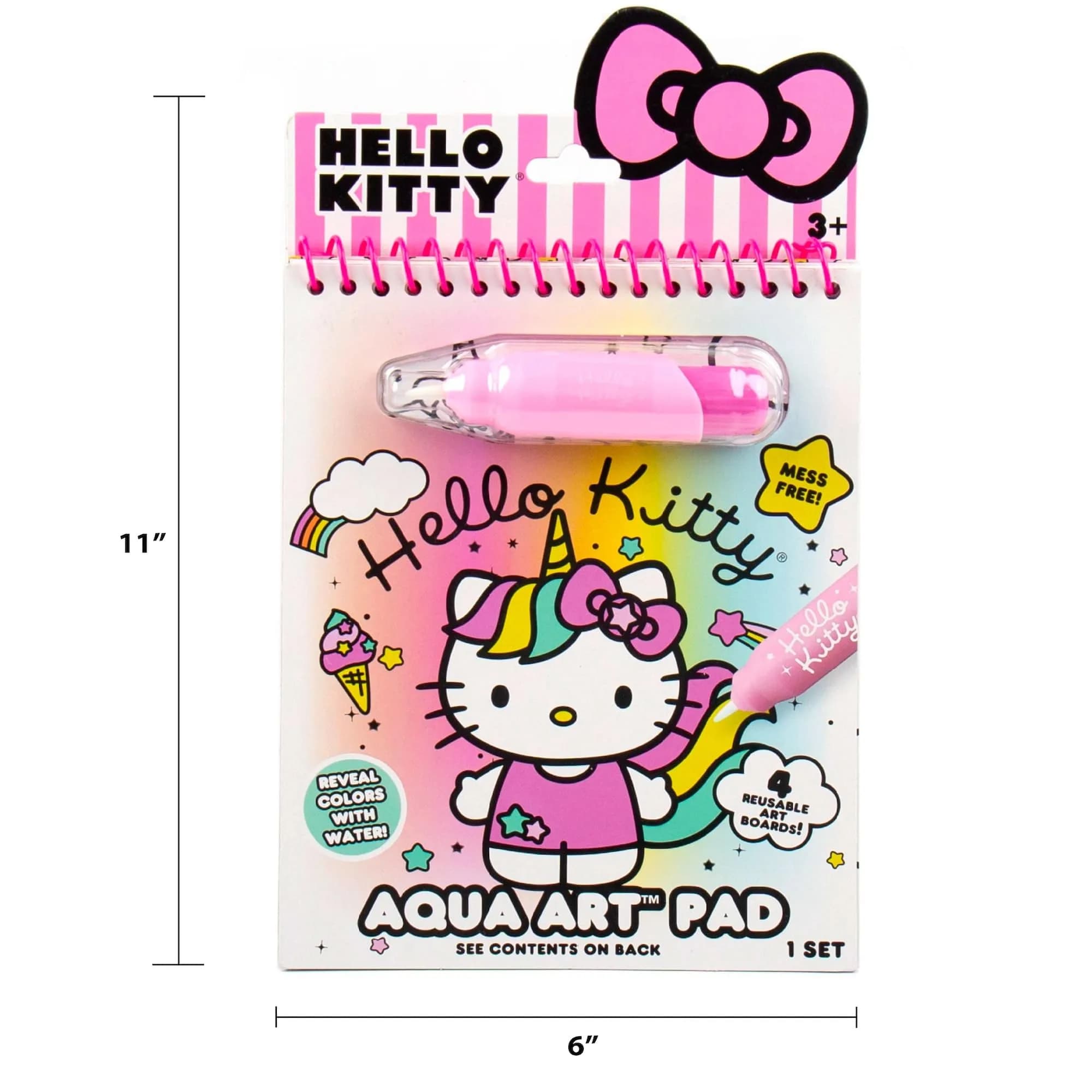 Hello Kitty Aqua Art Pad 4 Art Pages | Mess-Free Water Reveal Activity Pad with Brush Set - view 7