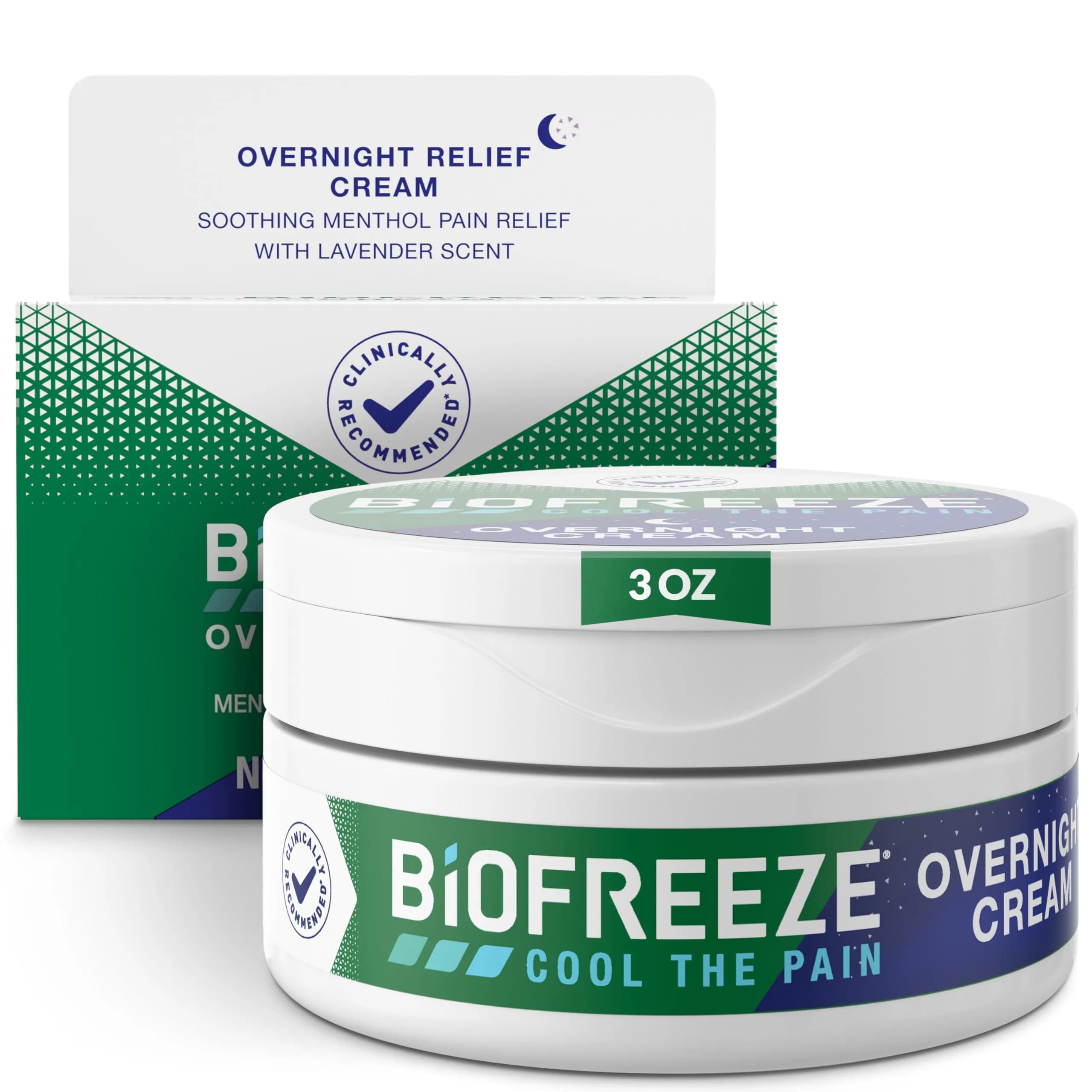 Biofreeze Overnight Pain Relief Cream Lavender-Scented Menthol 88.7 ml (3 Fl Oz) | Trusted by Clinicians for Muscle & Joint Pain