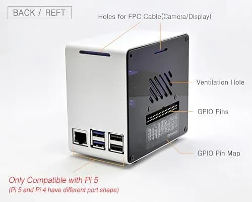 ElectroCookie Aluminum Mini Tower Case for Raspberry Pi 5 with RGB Fan & Ambient Light (Silver) | 11.99cm x 7.70cm x 12.30cm thumbnail 4