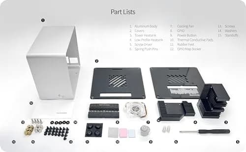 ElectroCookie Aluminum Mini Tower Case for Raspberry Pi 5 with RGB Fan & Ambient Light (Silver) | 11.99cm x 7.70cm x 12.30cm thumbnail 6
