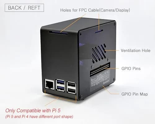 ElectroCookie Raspberry Pi 5 Case Aluminum Mini Tower with RGB Fan & Ambient Light (Black) thumbnail 4