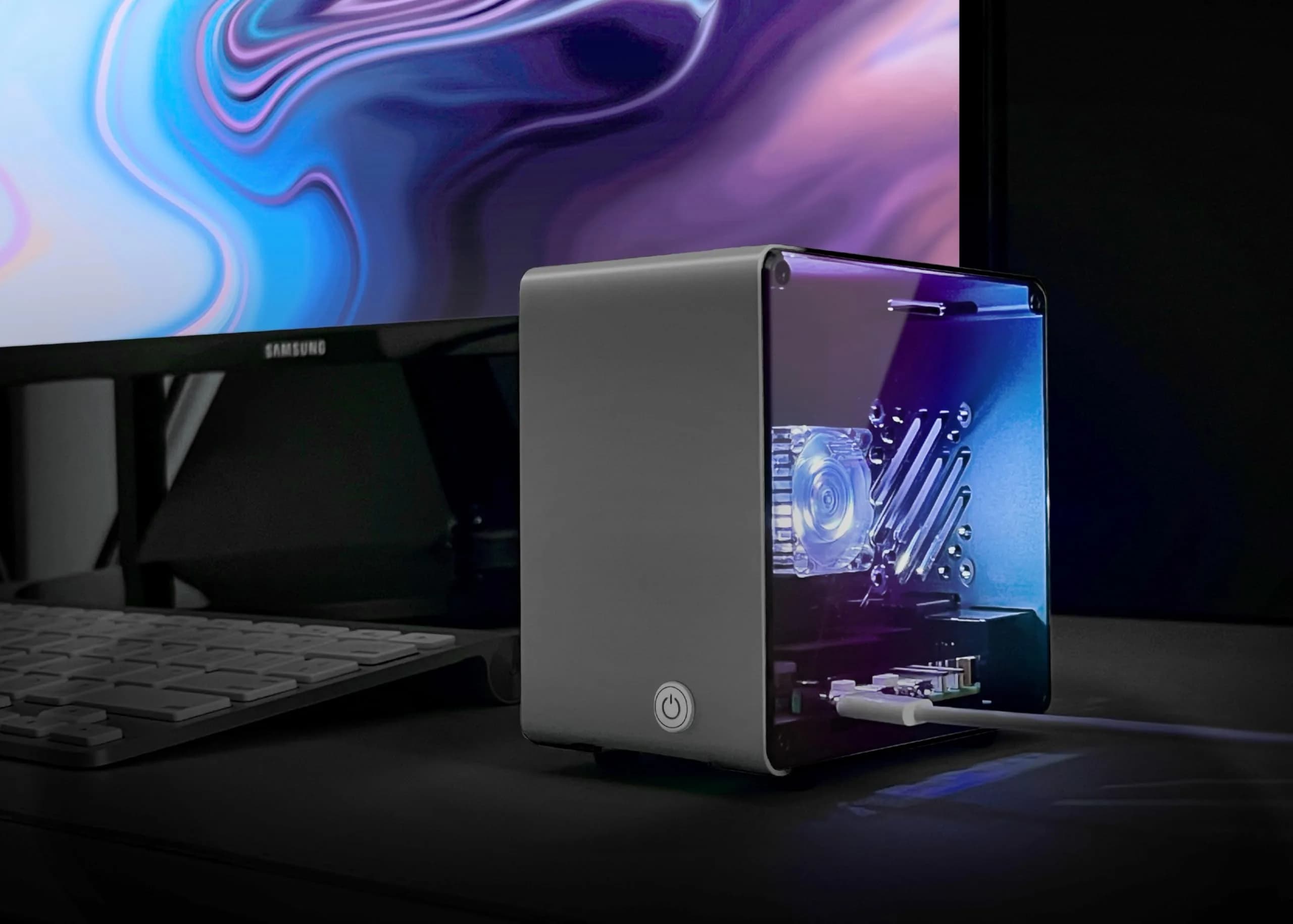 ElectroCookie Raspberry Pi 5 Case Aluminum Mini Tower with RGB Fan & Ambient Light (Black) thumbnail 7