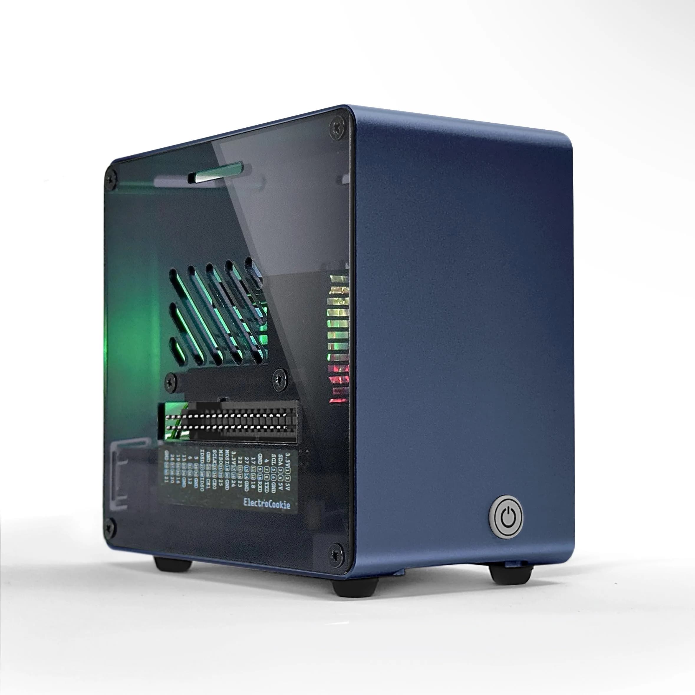 ElectroCookie Raspberry Pi 5 Case Aluminum Mini Tower with Fan & RGB Light (Blue, 0.28 kg) — 3..Navy