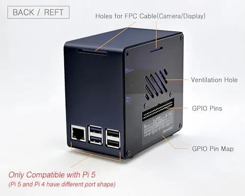 ElectroCookie Raspberry Pi 5 Case Aluminum Mini Tower with Fan & RGB Light (Blue, 0.28 kg) thumbnail 4