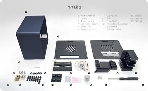 ElectroCookie Raspberry Pi 5 Case Aluminum Mini Tower with Fan & RGB Light (Blue, 0.28 kg) thumbnail 6