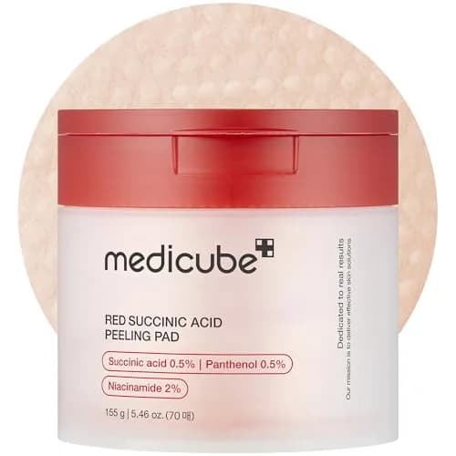 medicube Red Succinic Acid Panthenol Toner Pads 70 Count (Pack of 1) | Exfoliating Pads for Acne-Prone Skin thumbnail 1