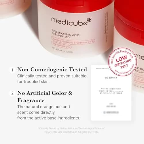 medicube Red Succinic Acid Panthenol Toner Pads 70 Count (Pack of 1) | Exfoliating Pads for Acne-Prone Skin thumbnail 6