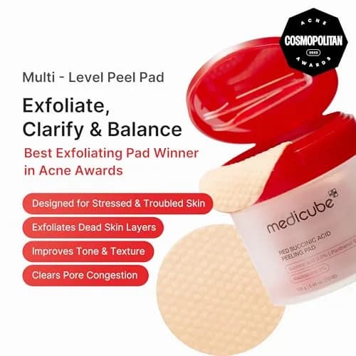 medicube Red Succinic Acid Panthenol Toner Pads 70 Count (Pack of 1) | Exfoliating Pads for Acne-Prone Skin thumbnail 2