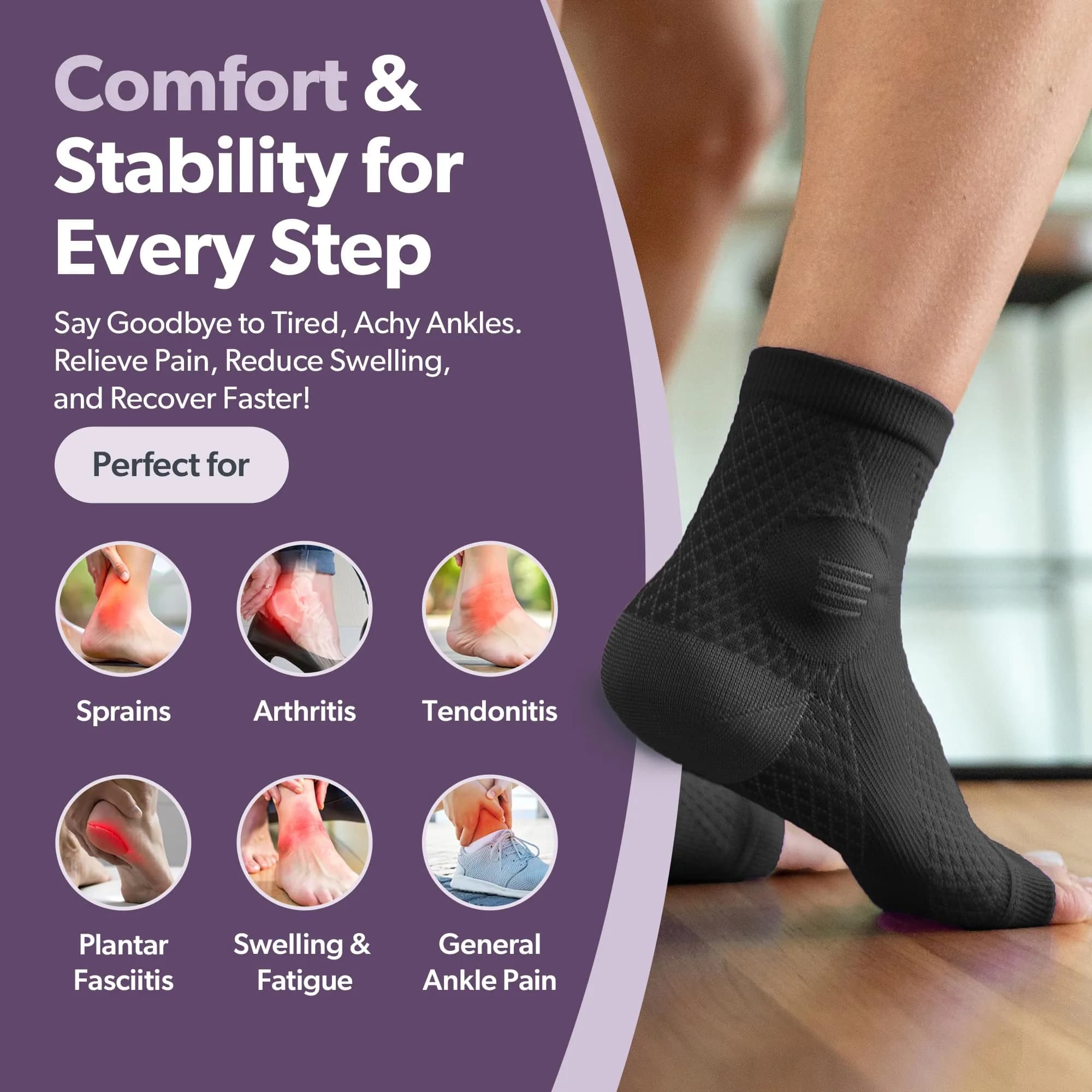 BraceAbility Neuropathy Socks (Pair) - Light Blue Medium | FDA Approved Diabetic Foot Sleeves for Nerve Pain Relief - view 5