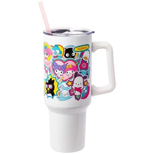 Silver Buffalo Hello Kitty Stainless Steel Tumbler 40oz | Cute Collage Design, Keeps Drinks Hot 4h Cold 6h thumbnail 1