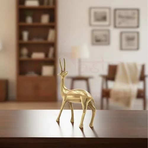 Vastu Vardan Brass Deer Statue Set of 2 | 1680g (1.97 kg) | 21cm (8.27 in) Height thumbnail 4