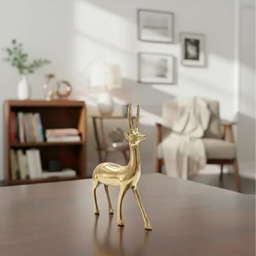 Vastu Vardan Brass Deer Statue Set of 2 | 1680g (1.97 kg) | 21cm (8.27 in) Height thumbnail 5