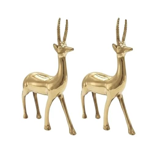 Vastu Vardan Brass Deer Statue Set of 2 | 1680g (1.97 kg) | 21cm (8.27 in) Height thumbnail 1