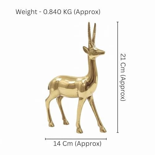Vastu Vardan Brass Deer Statue Set of 2 | 1680g (1.97 kg) | 21cm (8.27 in) Height thumbnail 2