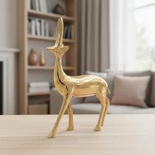 Vastu Vardan Brass Deer Statue Set of 2 | 1680g (1.97 kg) | 21cm (8.27 in) Height thumbnail 3