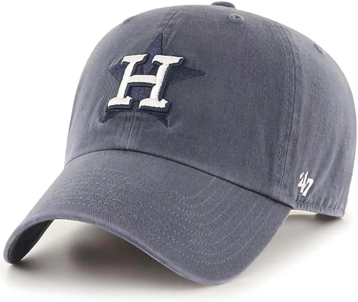 47 Brand MLB Vintage Navy Primary Logo Clean Up Adjustable Baseball Cap Hat, Adult One Size Fits All - Baltimore Orioles Vintage Navy — Houston Astros