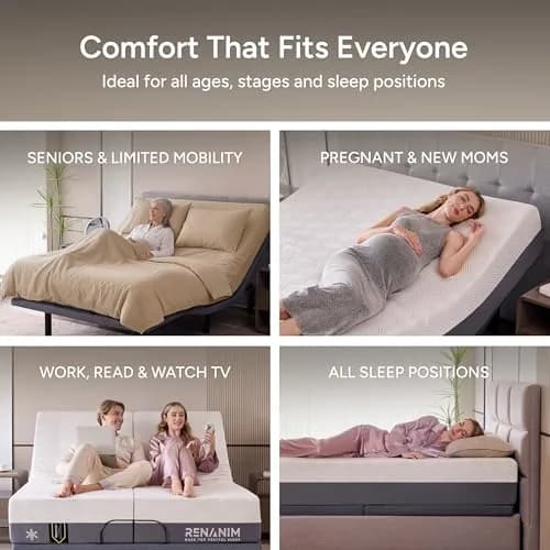 Renanim Queen Adjustable Bed Frame with Mattress | Zero Gravity, Massage & USB Ports thumbnail 8