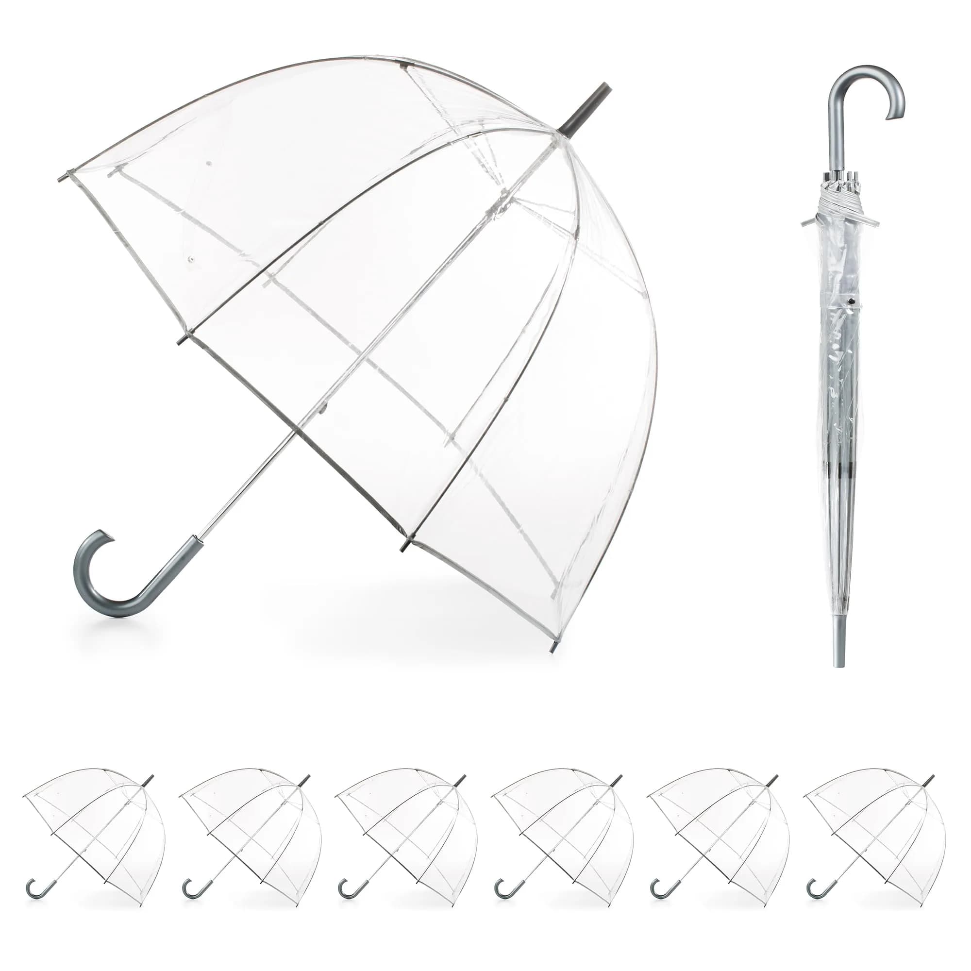 totes Signature Clear Bubble Umbrella 6 Pack - 51 Inch Windproof Auto Open Stick Umbrella - main product image