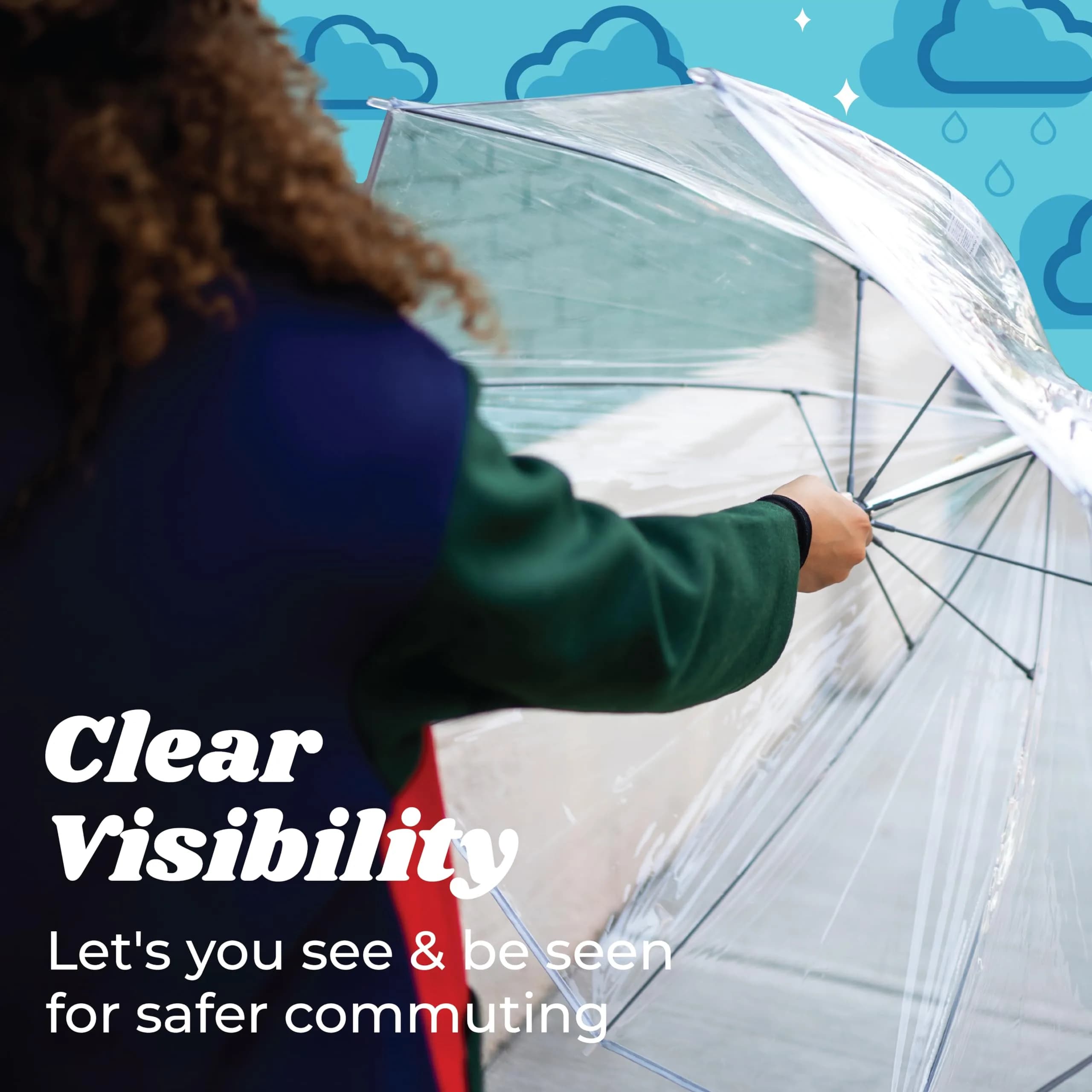 totes Signature Clear Bubble Umbrella 6 Pack - 51 Inch Windproof Auto Open Stick Umbrella - view 3