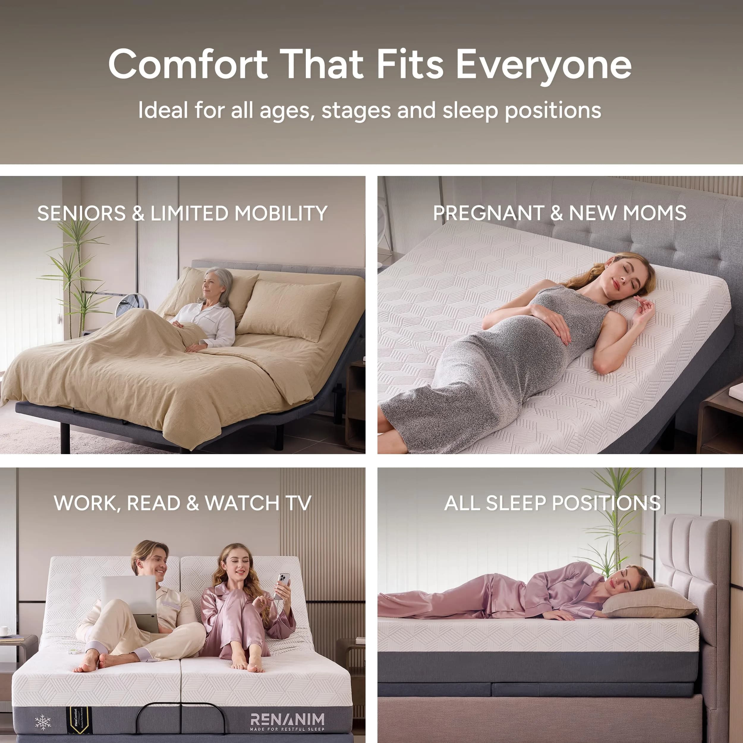 Renanim Full Size Adjustable Bed Frame with Mattress | Zero Gravity, Massage, Wireless Remote thumbnail 8