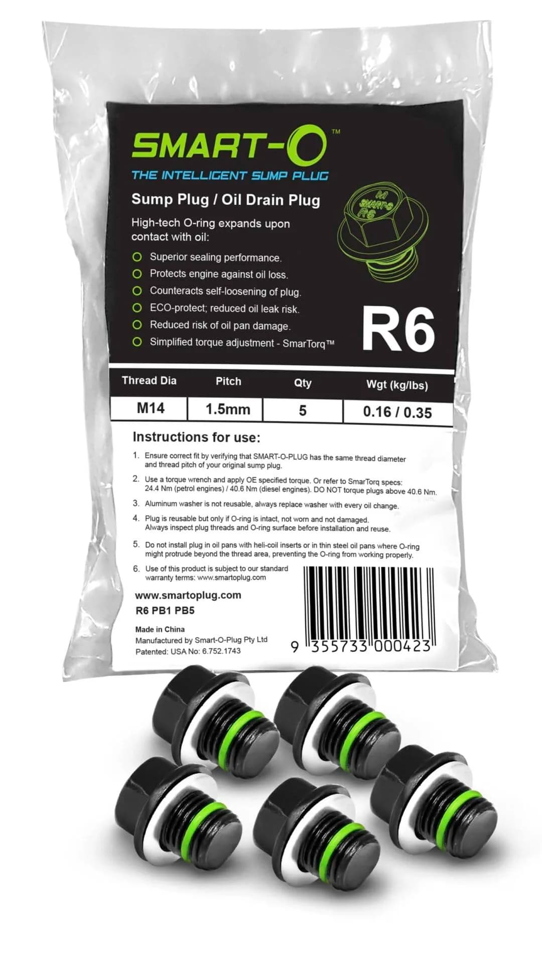 SMART-O M12x1.5mm Oil Drain Plug with Anti-Leak & Vibration Resistance | Engine Oil Protection Bolt