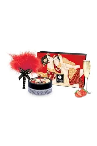Shunga Kissable Massage Powder Sparkling Strawberry Wine 1 Oz | Edible, Body-Safe, Fun Foreplay thumbnail 4