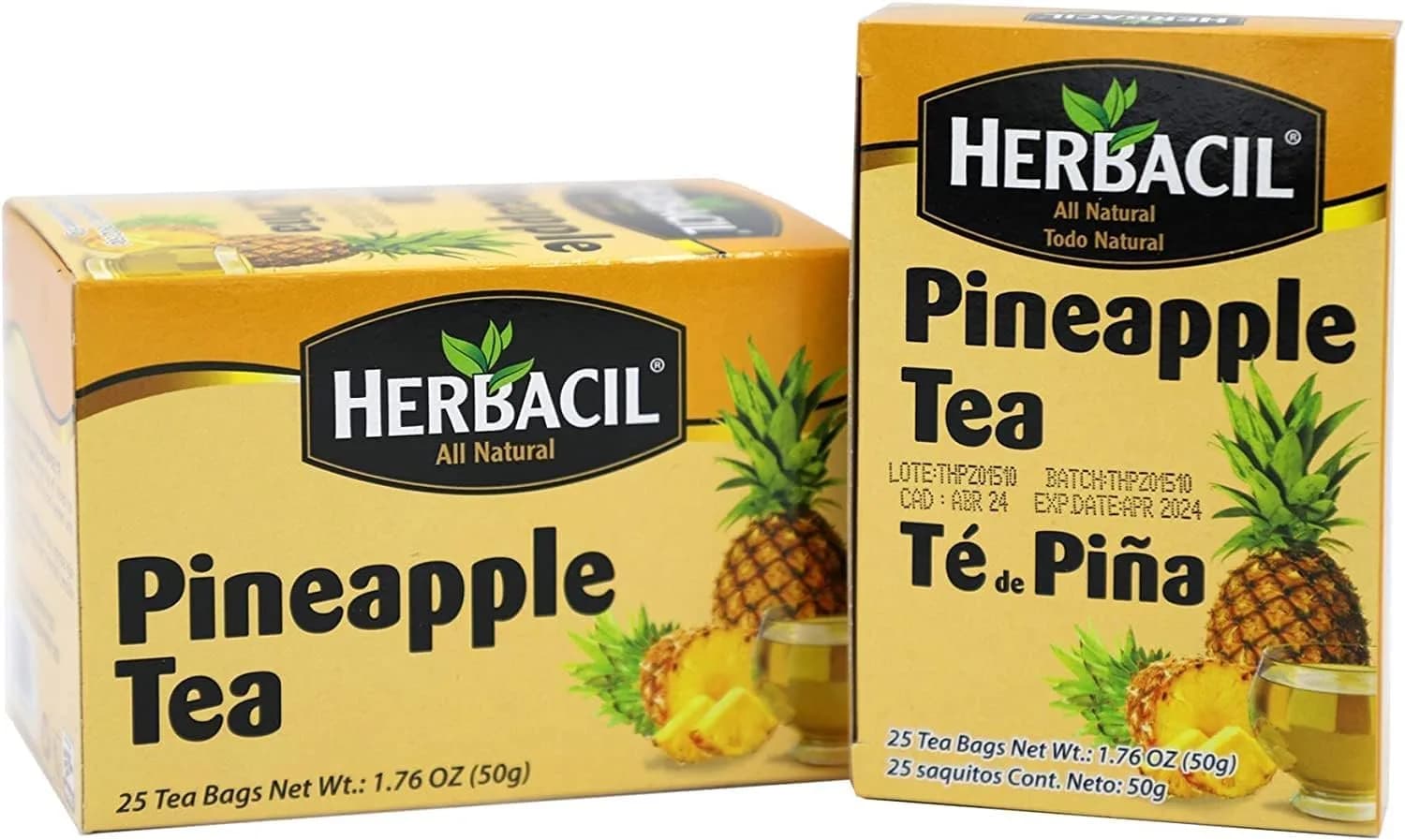 Herbacil Pineapple Tea Herbal Tea with Dehydrated Pineapple, Caffeine-Free | 25 Bags