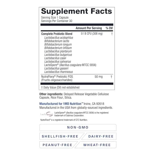 1MD Complete Probiotics Platinum 30 Veg Capsules | Supports Digestive & Immune Health thumbnail 8