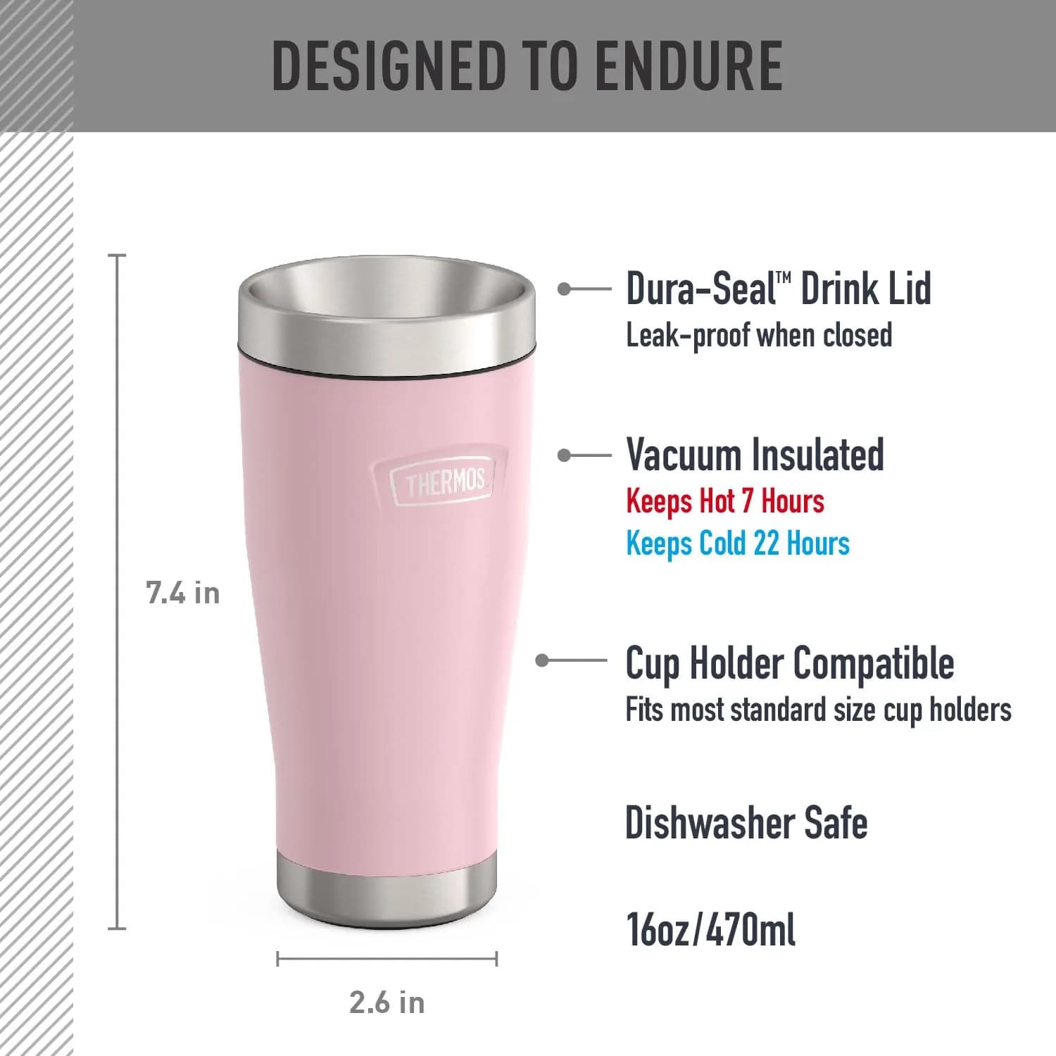 THERMOS ICON SERIES Stainless Steel Tumbler 590ml (16 oz) | Vacuum Insulated for Hot & Cold Drinks - view 2