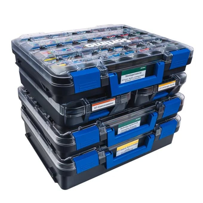 Sortimo T-BOXX 320 Screw, Nail, Nut Organizer with 48 Insertable Boxes H63 | 1317.6 cm³ (44.4cm W x 35.7cm L x 8.1cm H) thumbnail 1